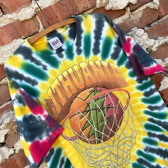 🥀🥀 Vintage 90s Grateful Dead Lithuania tee shirt band tour concert tue dye xl - Picture 6 of 8